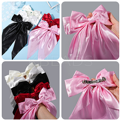 5Pcs 5 Colors Bowknot Polyester Hair Barrettes PHAR-SP0001-18B-1