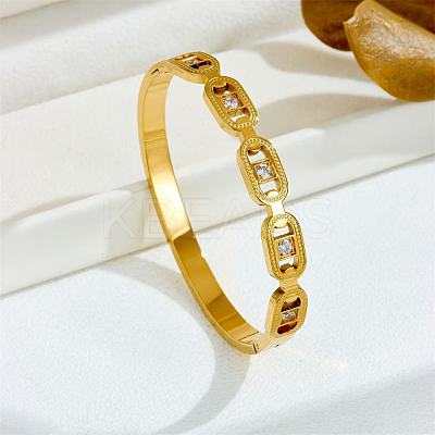 Oval 304 Stainless Steel Pave Cubic Zirconia Bangles FS-WG9D319-01-1