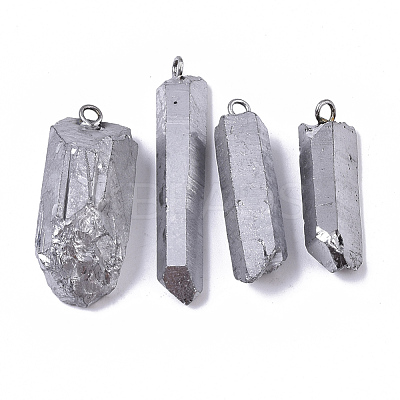 PVD Vacuum Plating Natural Quartz Crystal Pendants G-R461-07F-1
