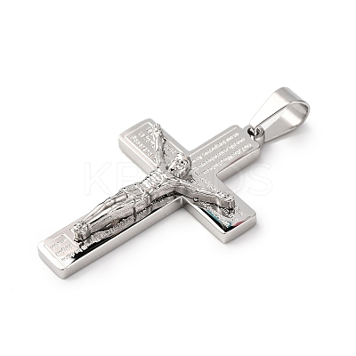 304 Stainless Steel Religion Jesus Cross Pendants STAS-F323-07P-1
