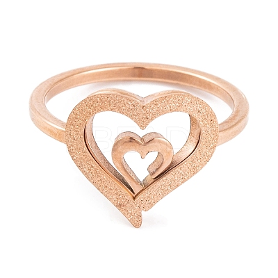 304 Stainless Steel Heart Finger Ring for Women RJEW-C086-21-RG-1