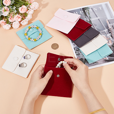 10Pcs 5 Colors Square Velvet Jewelry Bags TP-CP0001-04-1