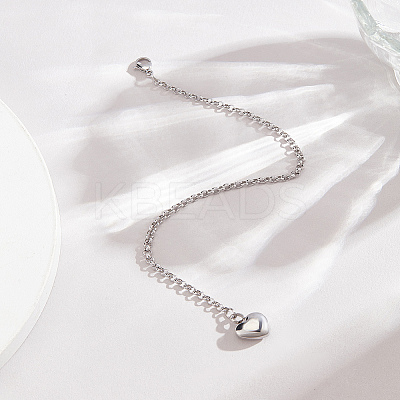 1Pc Heart 304 Stainless Steel Charm Bracelets BJEW-LP0001-14-1