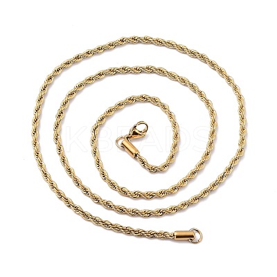 Ion Plating(IP) 304 Stainless Steel Rope Chain Necklaces NJEW-F226-03G-11-1
