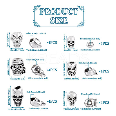 28Pcs 7 Styles Tibetan Style Alloy Beads TIBEB-TA0001-30-1
