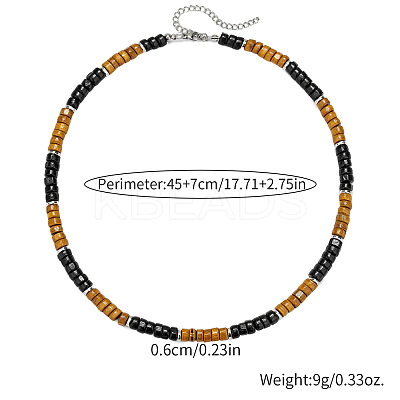 Bohemian Coconut & Wood & Alloy Heishi Beaded Necklaces for Men WGF984F-01-1