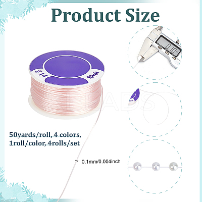 4 Rolls 4 Colors Special Coated Nylon Beading Threads for Seed Beads OCOR-PH0006-50B-1