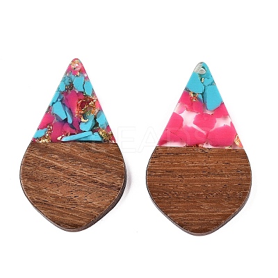 Transparent Resin and Walnut Wood Pendants RESI-T057-06K-1