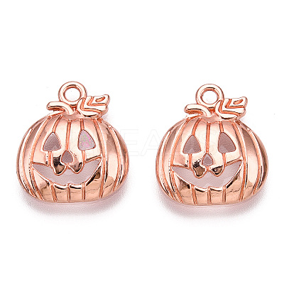 Tibetan Style Halloween Pumpkin Jack-O'-Lantern Alloy Pendants TIBEP-Q050-07RG-1