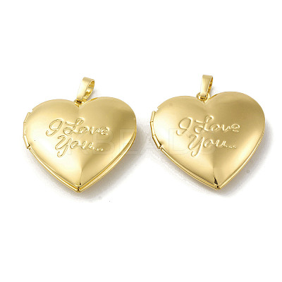 Rack Plating Brass Locket Pendants KK-G452-03G-1