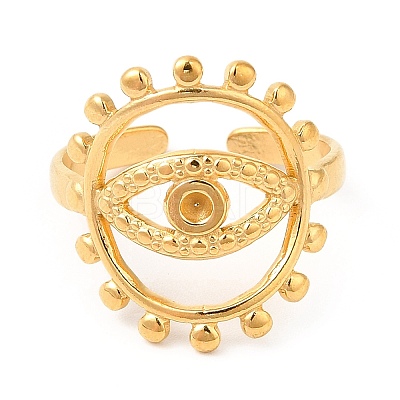 Ion Plating(IP) 201 Stainless Steel Open Cuff Ring Rhinestone Settings RJEW-E063-40G-1