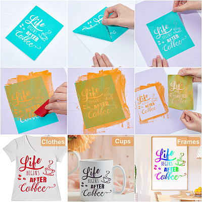 2Pcs Word Welcome to Our Home Pattern Self-Adhesive Silk Screen Printing Stencil DIY-GF0004-09-1