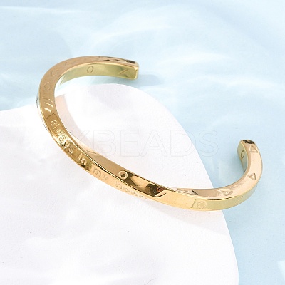 Always In My Heart 304 Stainless Steel Cuff Bangles for Women BJEW-D361-01G-1