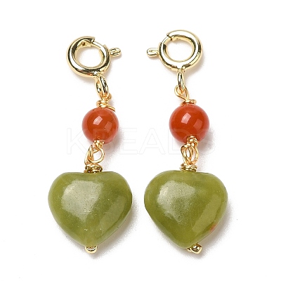 Natural Agate Heart Pendant Decorations AJEW-P108-11G-1
