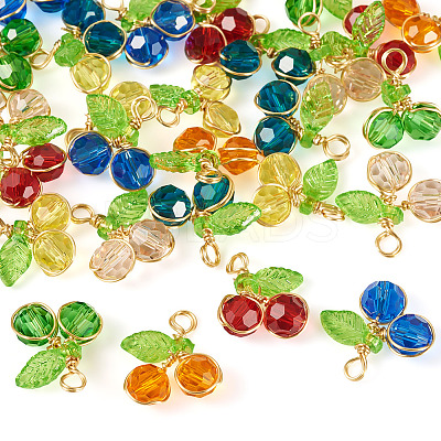 28Pcs 7 Colors Trabsparent Glass Pendants PALLOY-TAC0187-1