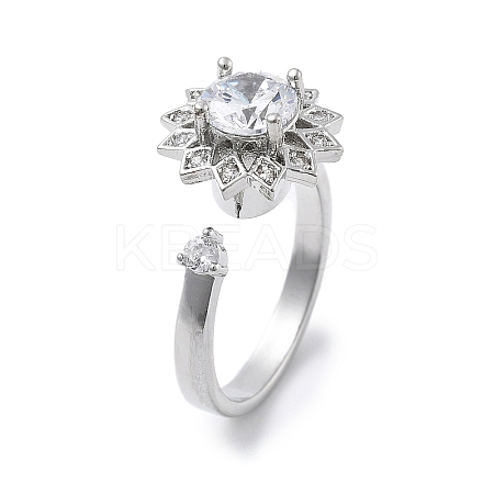 Sunflower Rotatable Open Cuff Rings for Women LS-RJEW-S402-13P-1