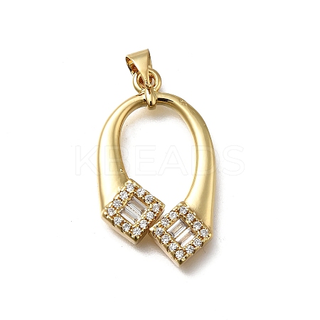 Brass Micro Pave Cubic Zirconia Pendants KK-C090-22G-1