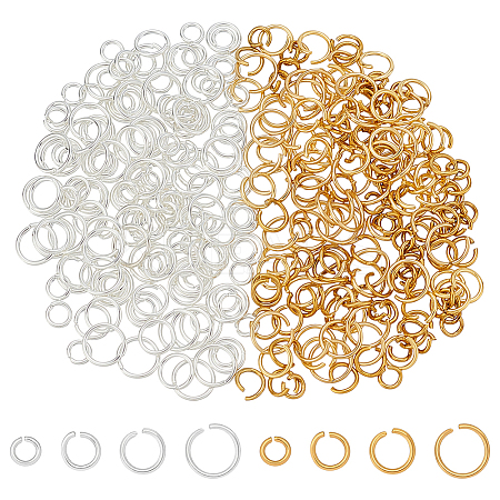 320Pcs 8 Styles 304 Stainless Steel Open Jump Rings STAS-WR0001-27-1
