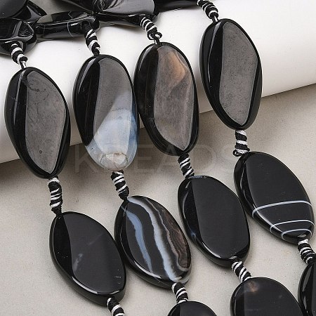 Natural Banded Agate Beads Strands G-F825-H01-01C-1