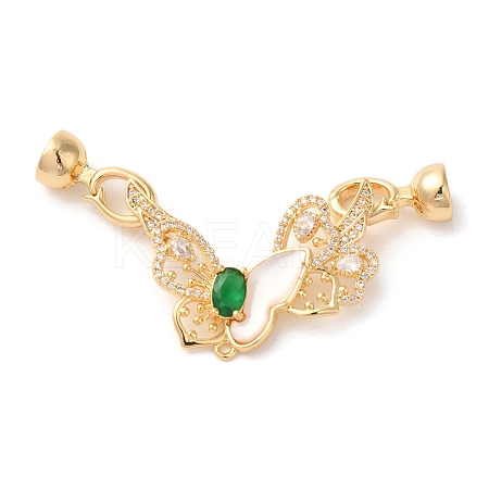 Brass Micro Pave Clear Cubic Zirconia Fold Over Clasps KK-A227-12G-1