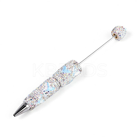 Fishtail Resin & Polymer Clay Pave Rhinestone Ball-Point Pen AJEW-T013-05F-1