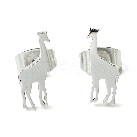Non-Tarnish Cute Little Animal Theme 304 Stainless Steel Stud Earrings LS-EJEW-B041-04H-P-1