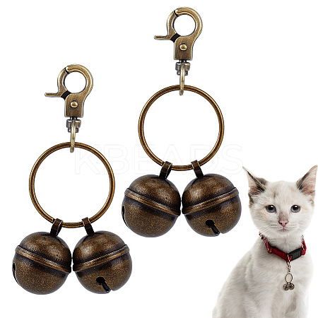 2Pcs Brass Bell Pendant Decoration HJEW-BC00056-1