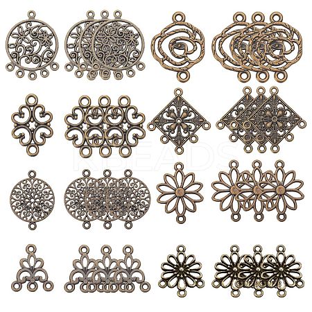 80Pcs 8 Style Tibetan Style Links Connectors PALLOY-SC0004-03-1