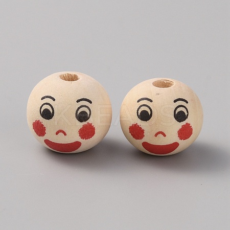 Spray Printed Wooden European Beads WOOD-WH0025-83D-1