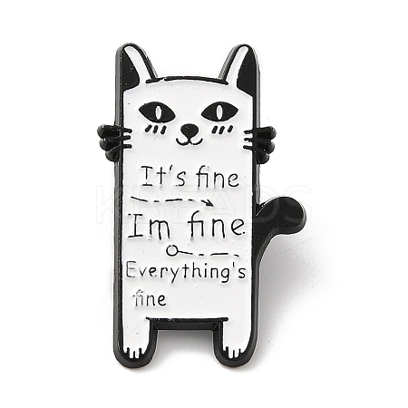 Cat with Word Enamel Pins JEWB-G023-03D-1