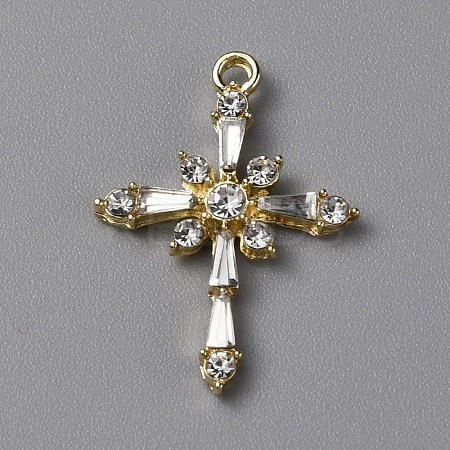 Brass Clear Cubic Zirconia Pendants FIND-WH0129-45LG-1