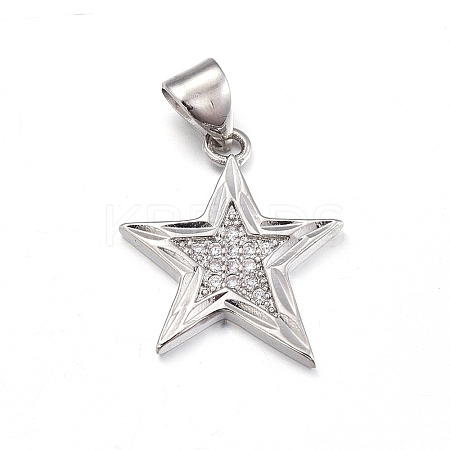 Brass Micro Pave Clear Cubic Zirconia Pendants X-ZIRC-L085-85P-1
