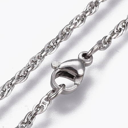 Non-Tarnish 304 Stainless Steel Rope Chain Necklaces NJEW-L167-01B-P-1