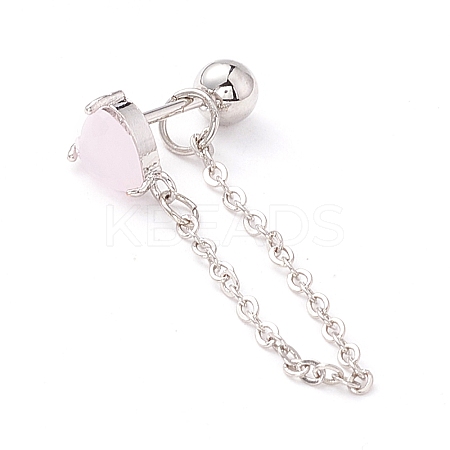 Heart Cat Eye Cartilage Earrings for Women LS-EJEW-A065-11P-1