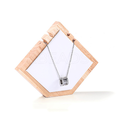 Pointed Pentagon Wood Covered with PU Leather Two Necklaces Display Stands PAAG-PW0008-005C-01-1