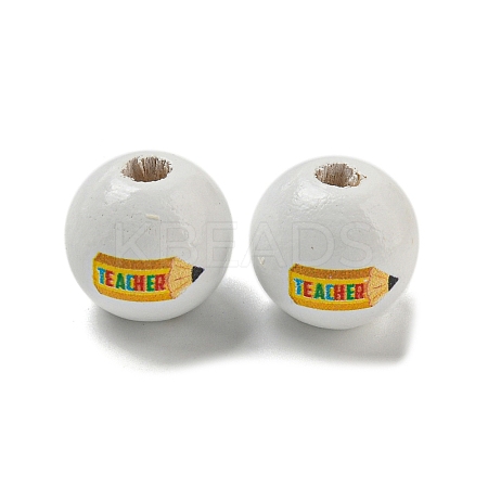 Printed Wood European Beads WOOD-L020-D10-1