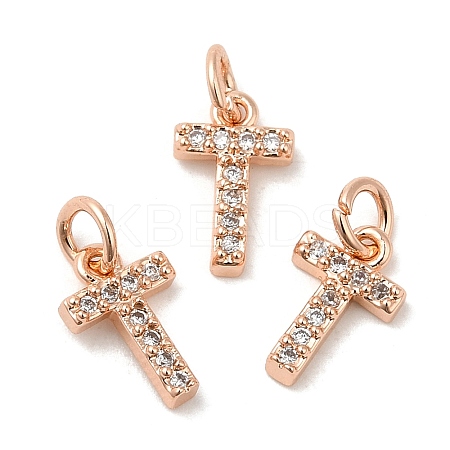 Brass Micro Pave Grade AAA Cubic Zirconia Charms LS-ZIRC-P067-11RG-T-NR-1