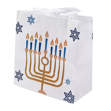 Hanukkah Theme Non-Woven Reusable Folding Gift Bags with Handle ABAG-NH0001-01E-1