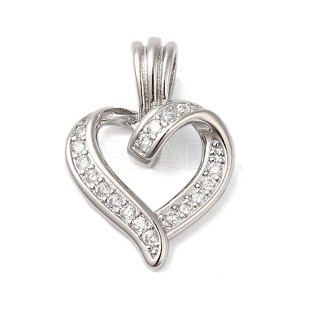Rack Plating Brass & Clear Cubic Zirconia Pendants KK-S372-26P-1