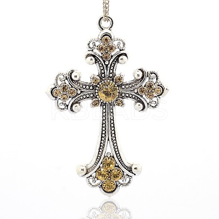 Antique Silver Tone Alloy Rhinestone Cross Big Pendants LS-RB-J141-14AS-1