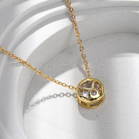 Brass Pave Cubic Zirconia Birth Stone Constellation Pendant Cable Chain Necklaces NJEW-D334-01G-03-1