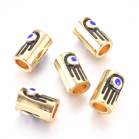 Brass Enamel Beads KK-L189-18G-1
