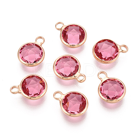 Golden Tone Brass Glass Charms X-GLAA-ZX008-24J-G-1