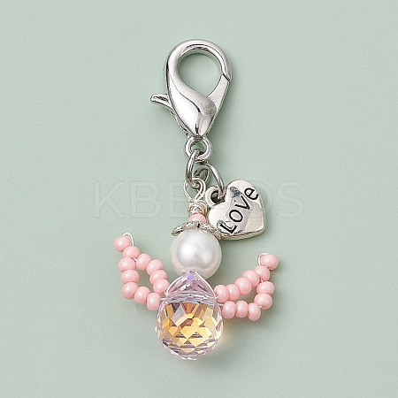 Angel Glass Seed Beads Pendant Decorations HJEW-MZ00109-04-1