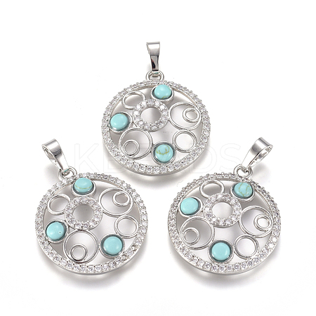 Synthetic Turquoise Pendants G-L512-T19-1