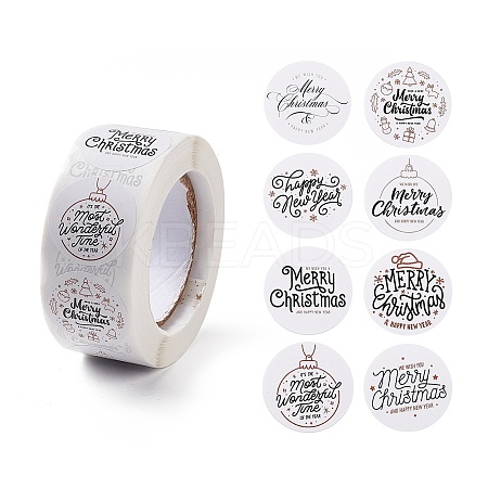 Christmas Round with Word Merry Christmas Roll Stickers LS-DIY-G061-08A-1