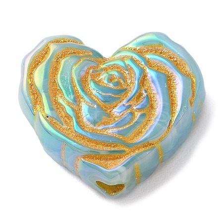 Metal Enlaced Heart Rose Opaque Acrylic Bead OACR-Q190-01C-1