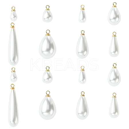 40Pcs 8 Styles ABS Plastic Pearl Pendants FIND-YW0012-01G-1