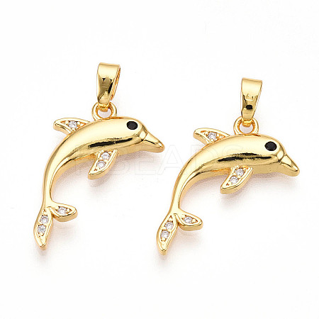 Brass Micro Pave Cubic Zirconia Pendants KK-N257-10G-1
