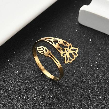 304 Stainless Steel Cuff Rings for Women LS-RJEW-F195-01G-1